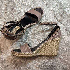Valentino Rockstud Espadrille Wedge Sandals — Size 41